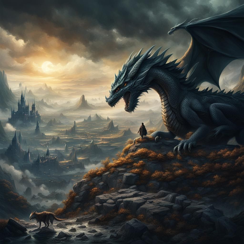Dragons and Wolves: Epic Digital Matte Painting