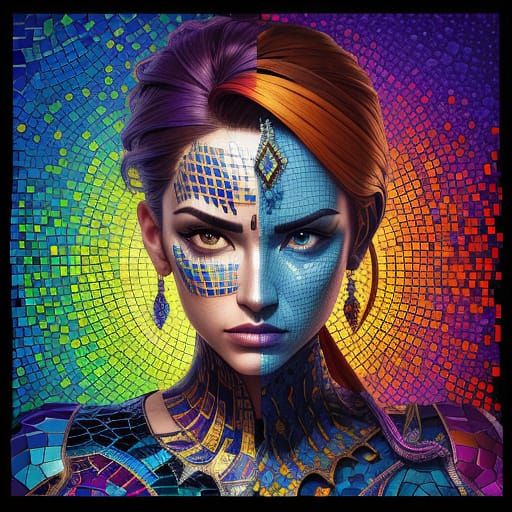 Vibrant Mosaic Masterpiece in Splash Art Style