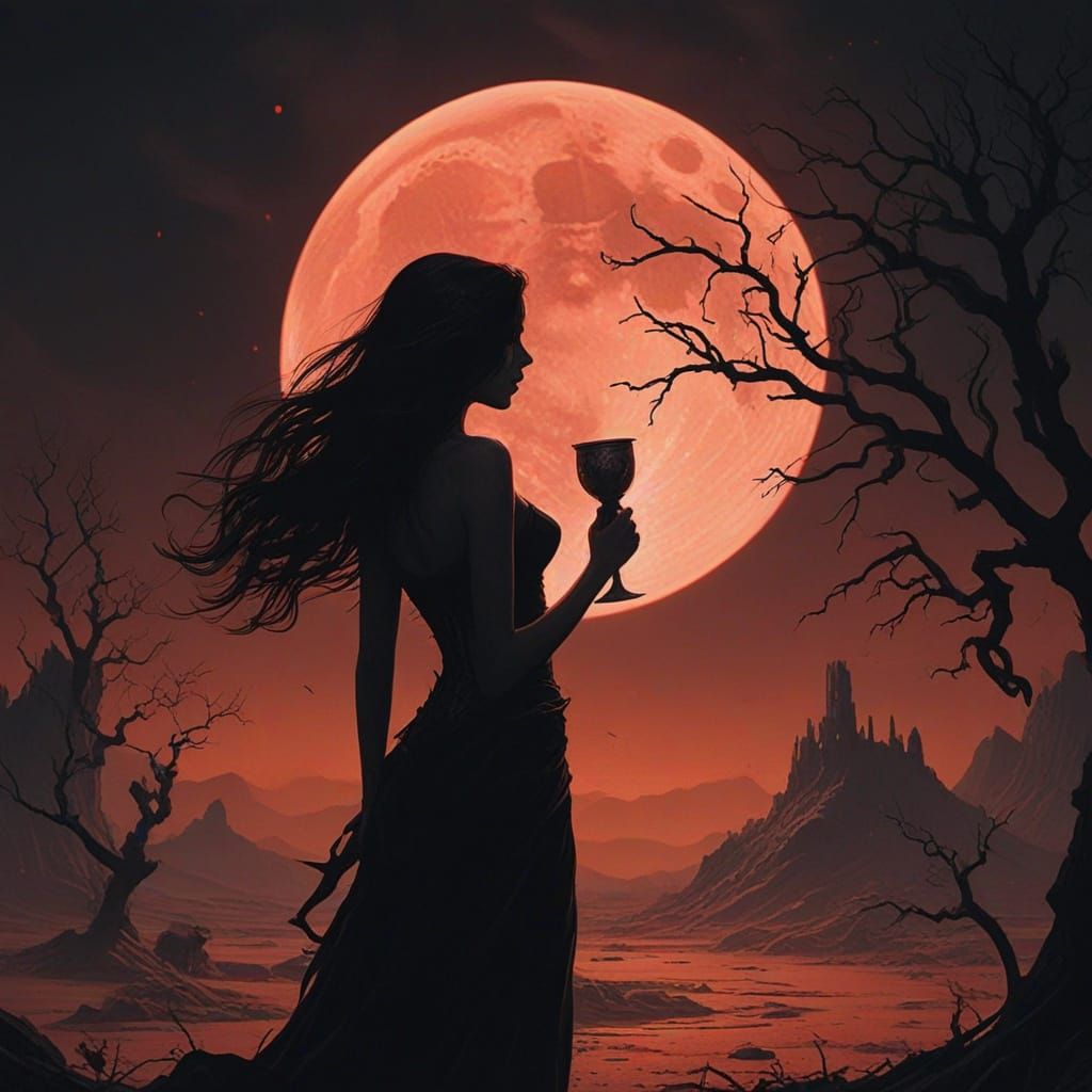 She-Devil in Wasteland, Dark Fantasy Art