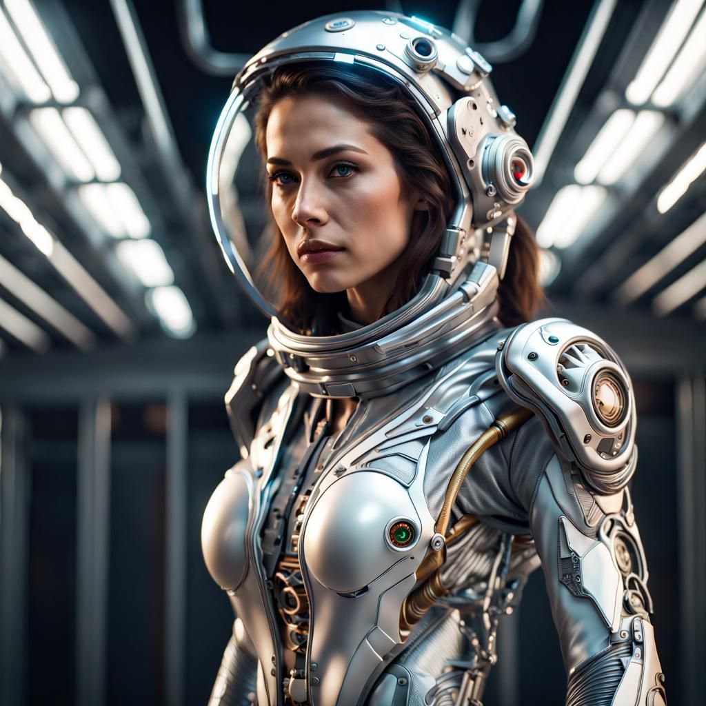 Woman in Biomechanic Spacesuit: Photorealistic CGI Render