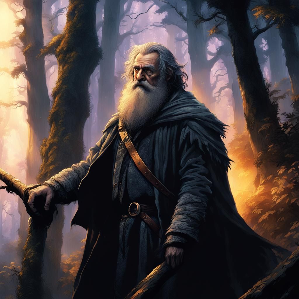 Hobbit in Dark Fantasy Forest Concept Art