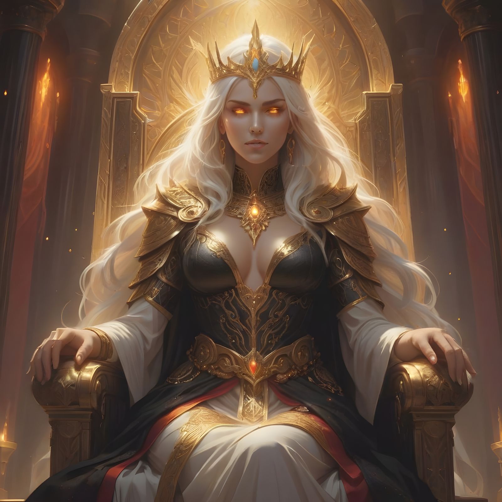 Oracle on Throne in Throneroom: Digital Illustration