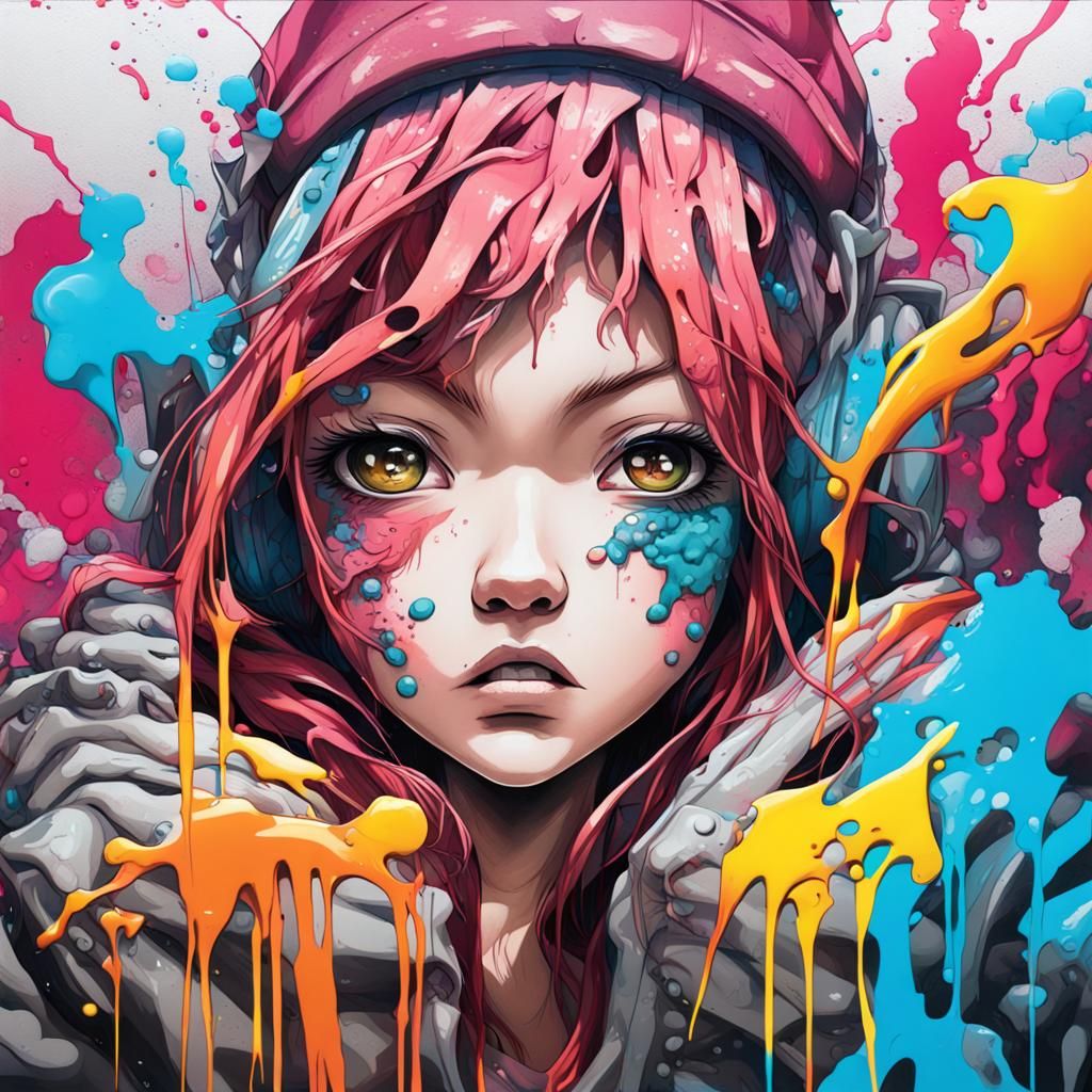 Colorful Graffiti Art in Manga Style