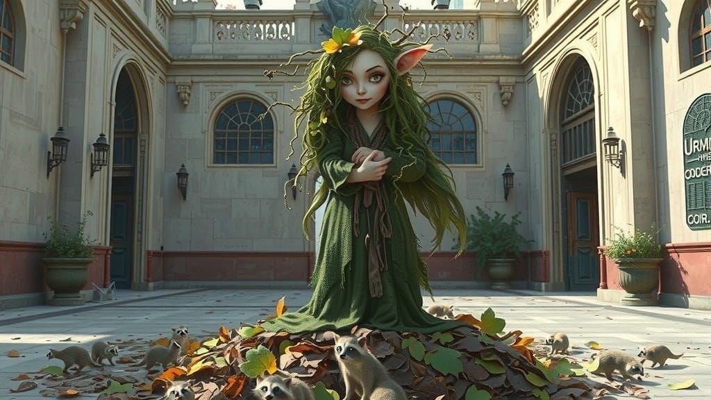 Whimsical Moss Elf Enshrouded in Mysterious Forest Realm