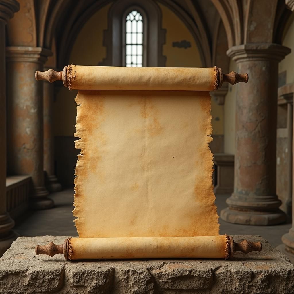 Medieval Scroll in Cathedral Light