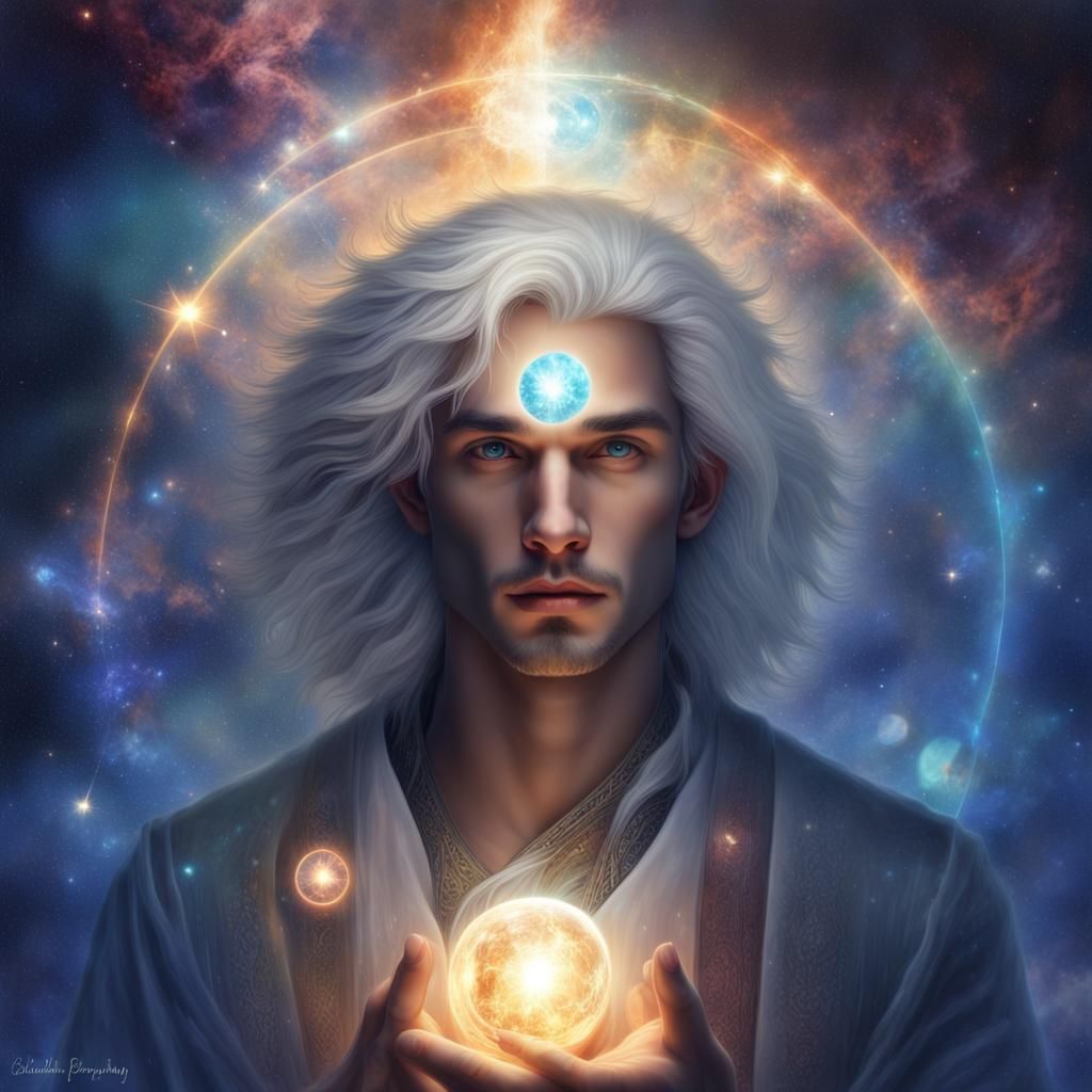 Celestial Lightworker Casting Light in Space