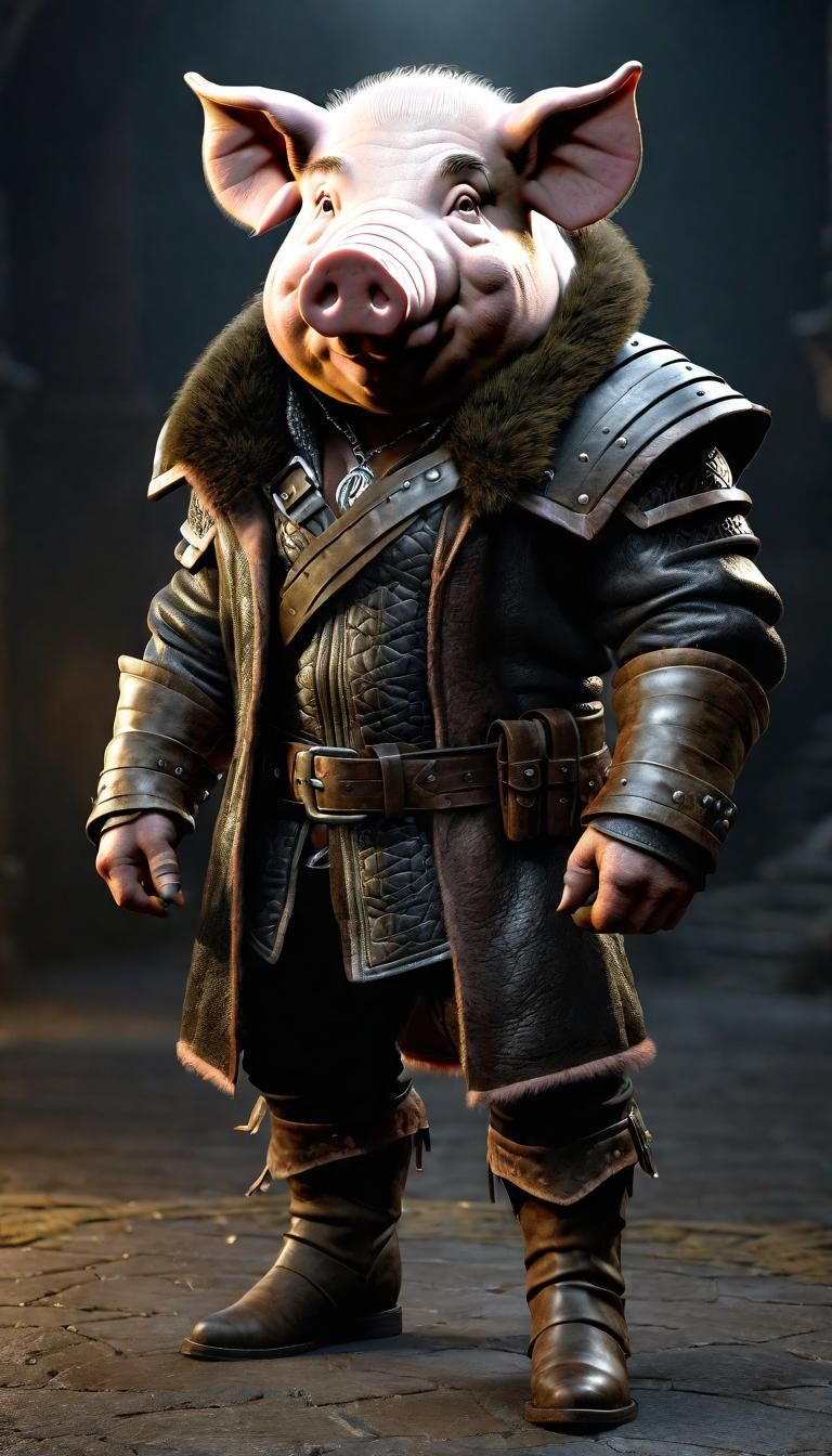 Handsome Orc-Pig Portrait in Detailed Fantasy Art
