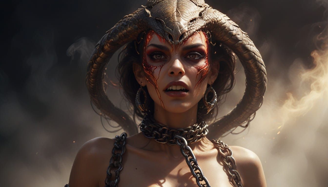 Hyper-Realistic Cobra Goddess in Dark Fantasy