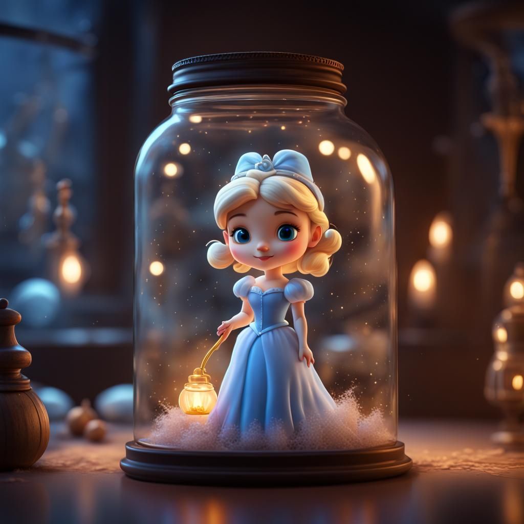 Glowing Chibi Cinderella in a Jar