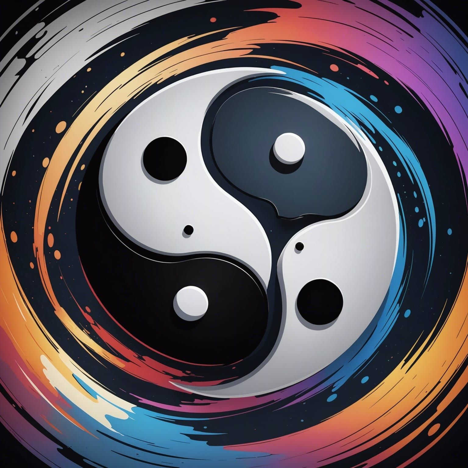 Ying Yang in Anime Cel-Shaded Style