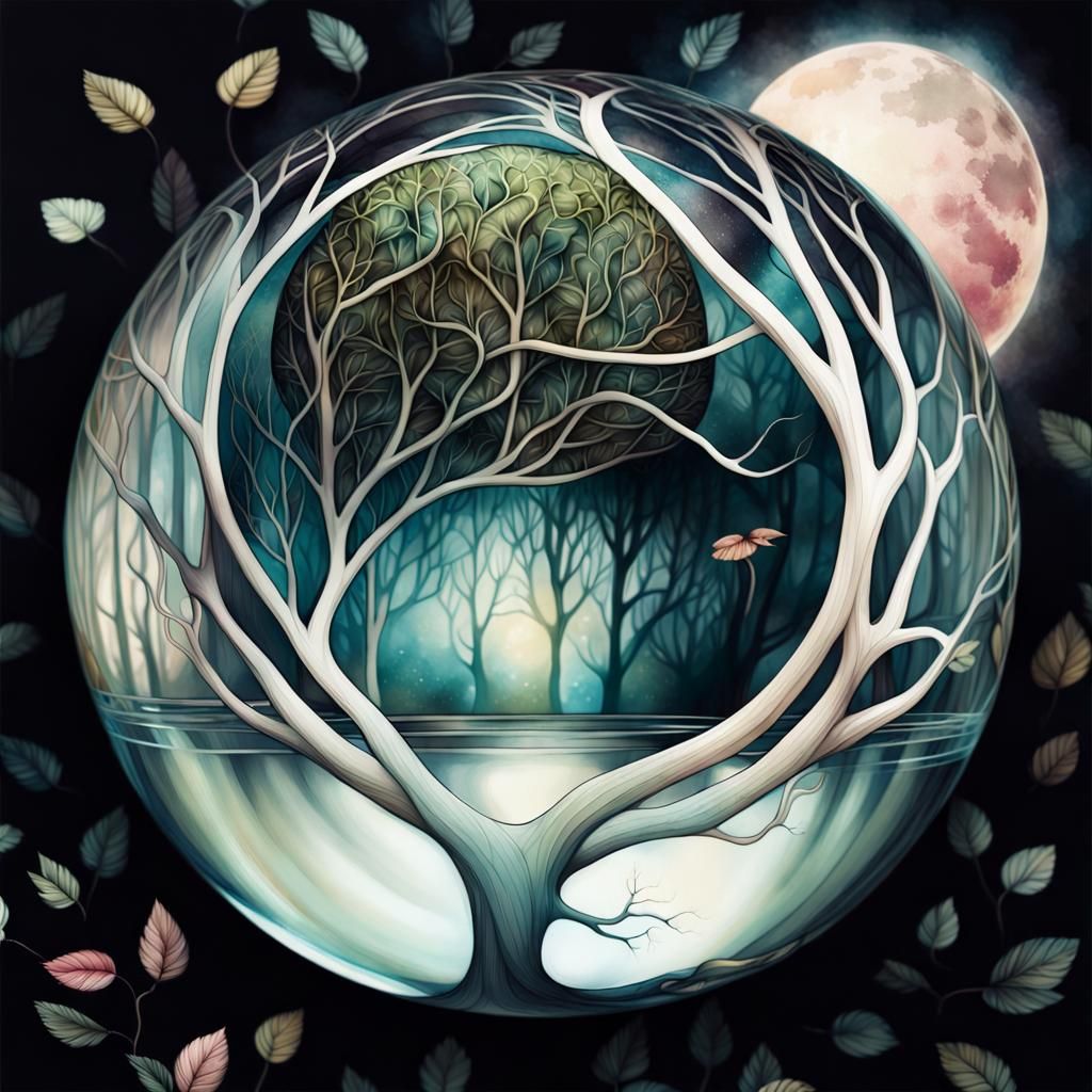 Tree of Life in Glass Sphere, Art Brut Style