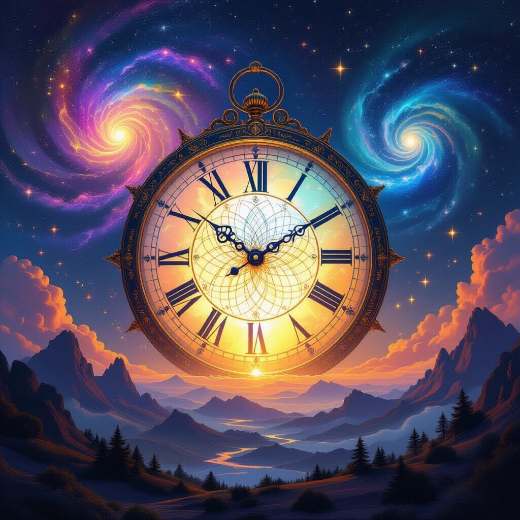 Cosmic Origin of Time and Language in Digital Matte Painting