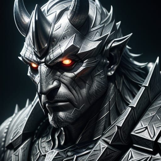 Fearsome Silver Monster Portrait Cinematic Style