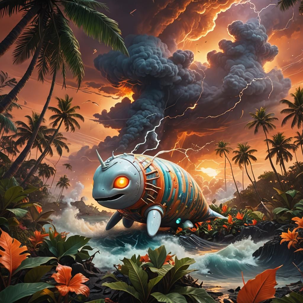 Marshmallow Alien in Apocalyptic Tropical Surrealism