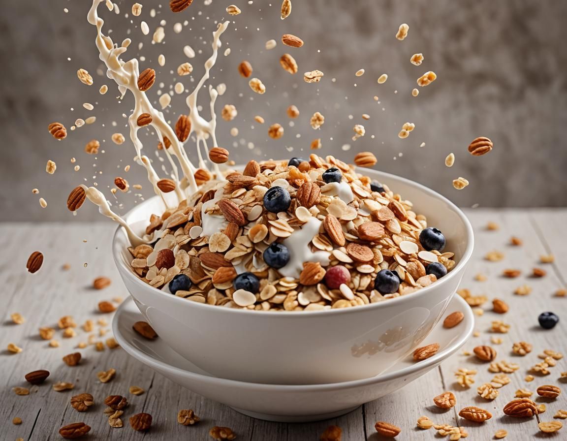 Muesli and Milk Splash: Professional Food Photography