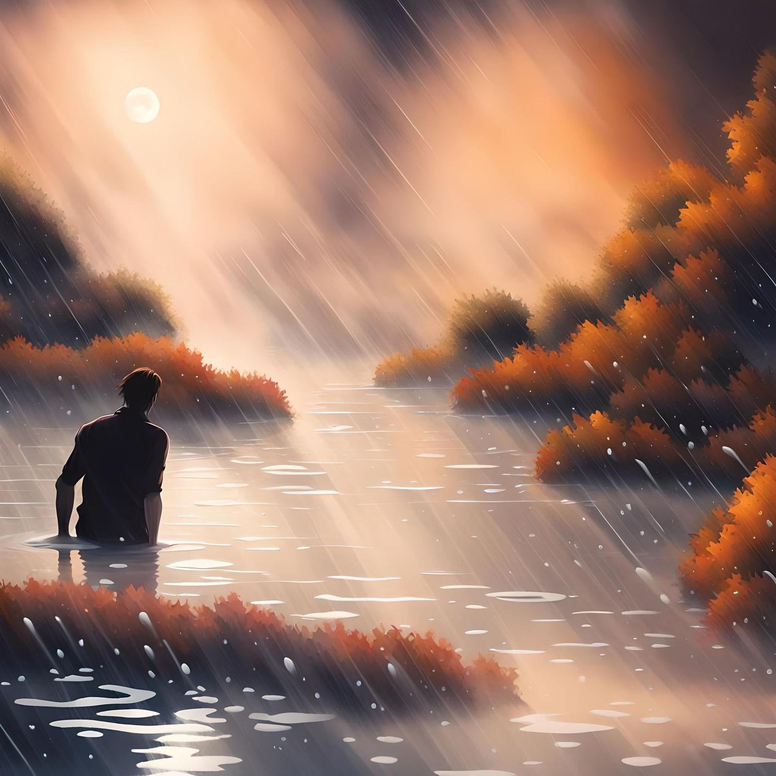 Dark River Water on a Muggy Autumn Night