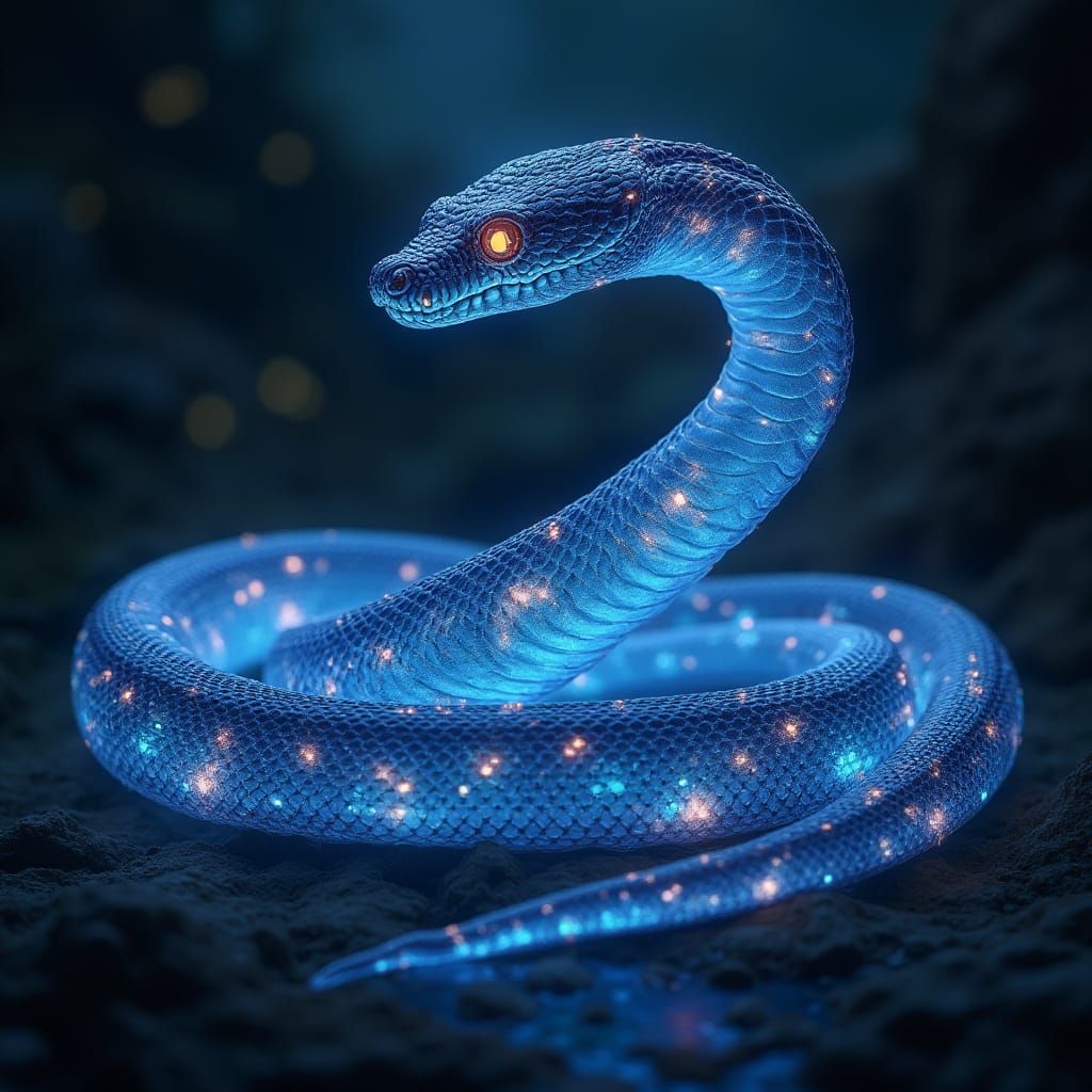 Bioluminescent Cobra with Ethereal Glow, Digital Art