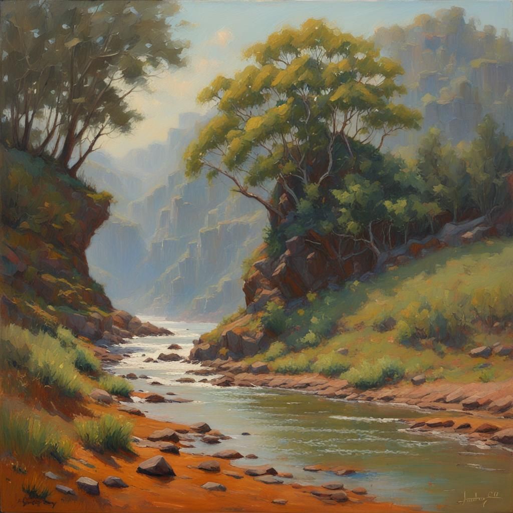 Ethereal Landscape Oil Painting in Classical Realism Style