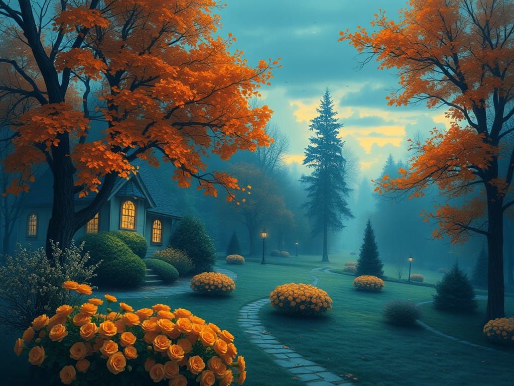 A Lone Marigold in a Cobalt Shadow