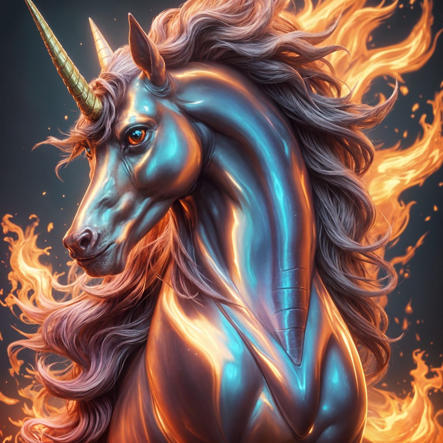 Fiery Unicorn: Hyperdetailed Artgerm-Inspired Creation