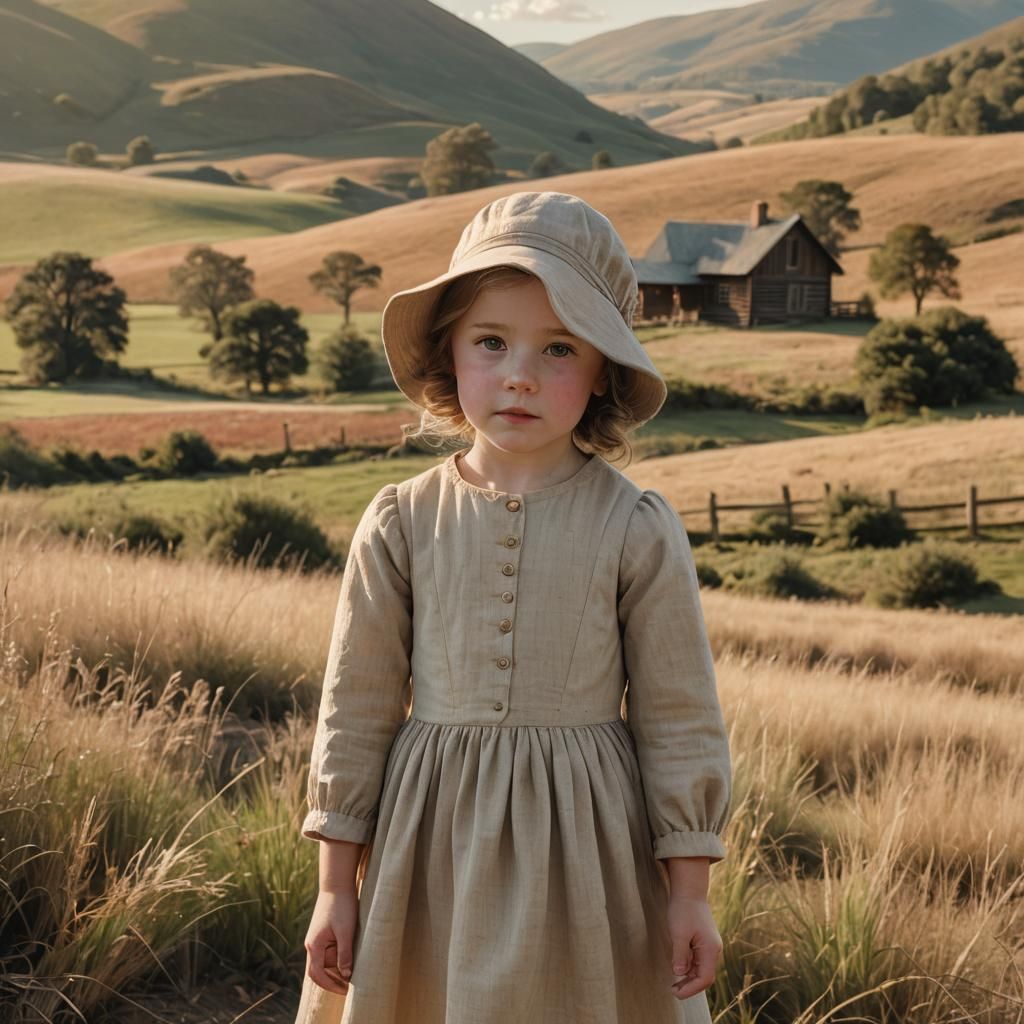 Colonial Portrait of Young Girl in Historical Style