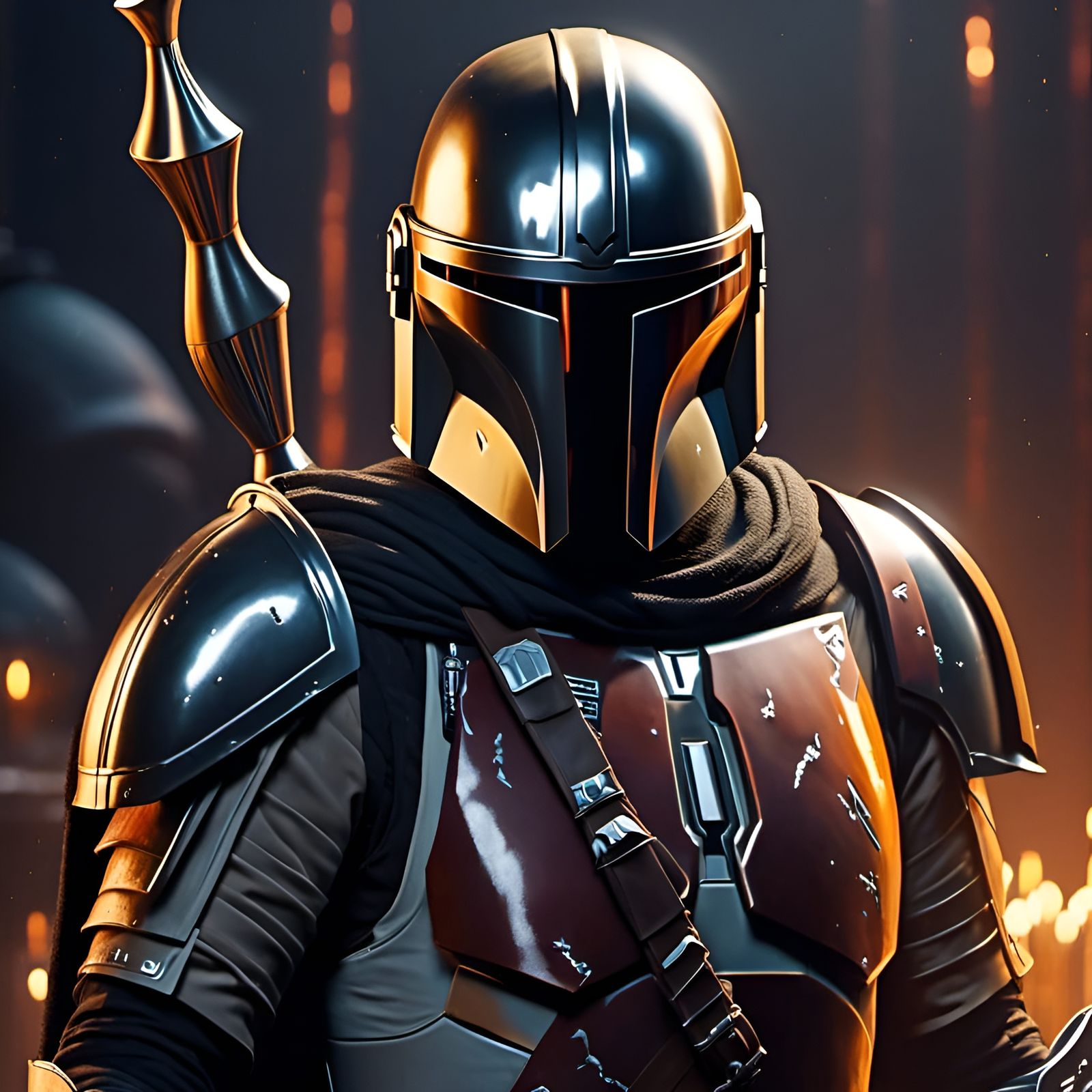 Mandalorian Portrait in Dark Fantasy Style, 8K