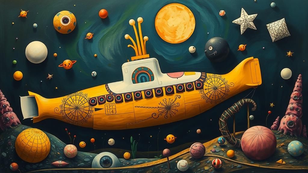 Surreal Yellow Submarine in Abstract Dreamscape