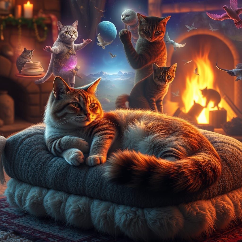 Cat's Dream: A Surreal Digital Art Vision
