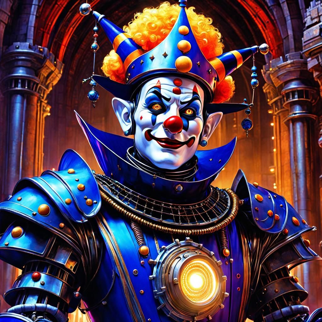 Robotic Clown Jester in Intergalactic Castle