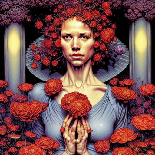 Beautiful Flowerbed in Comic Book Art Style