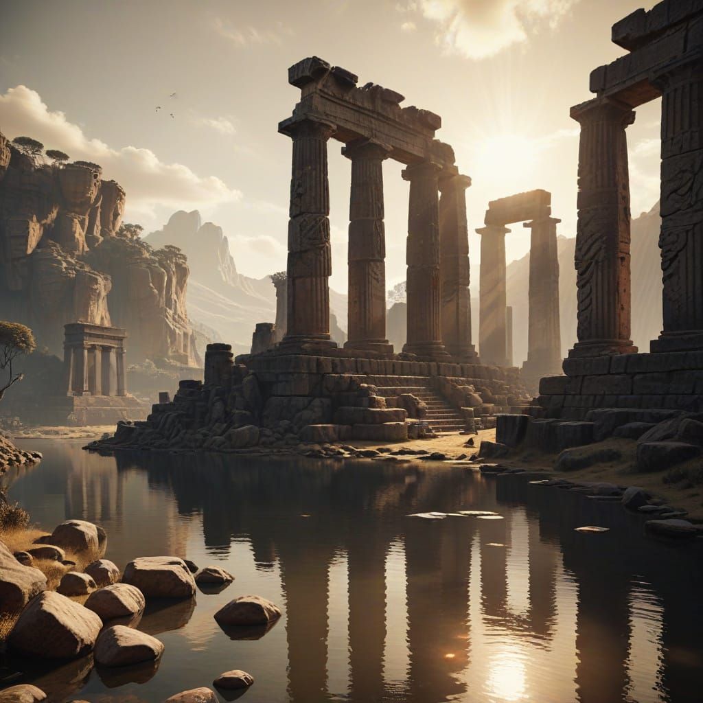 Ancient Ruins Near Lake Titicaca Matte Painting