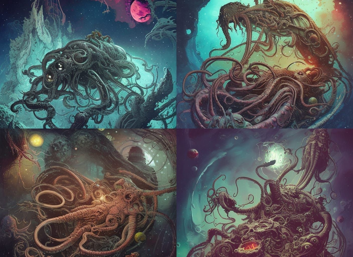 Cthulhu Cyborg Floating in Deep Space: Splash Art