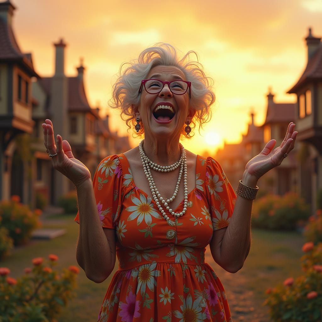 Whimsical Granny Revels in Sunset Village