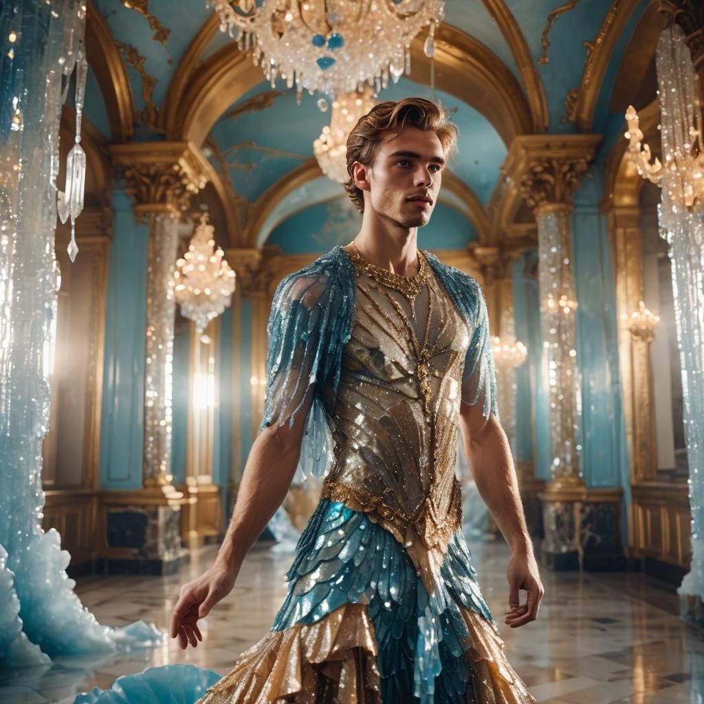 Young Man in Mermaid Dress, High Fashion Photography