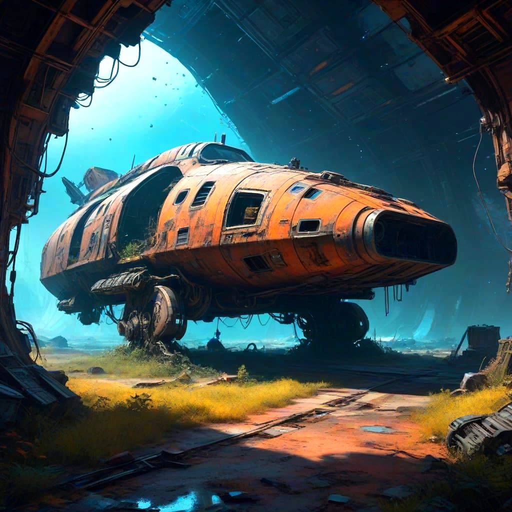 Abandoned Spaceship Graveyard in Vibrant Nebulae