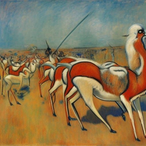 Post-Apocalyptic Gazelles Sing in a Fauvist Landscape