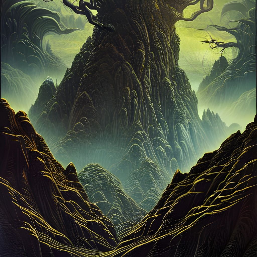 Glowing Alien Landscape with Giant Creature