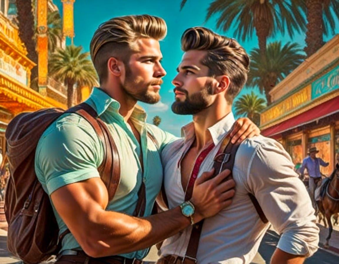 Handsome male couple