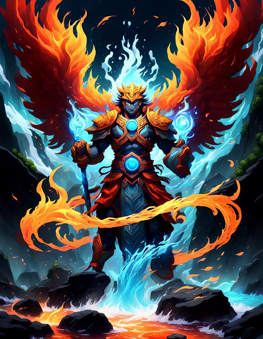 Elemental Guardian in Anime Concept Art Style