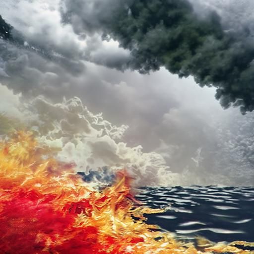 Apocalyptic Vision: Earth's Waters Burn, Sky Falls