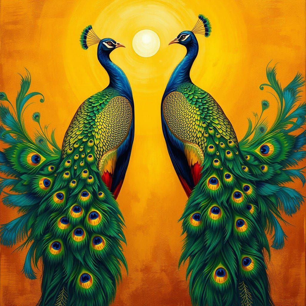 Majestic Peacocks in Iridescent Splendor
