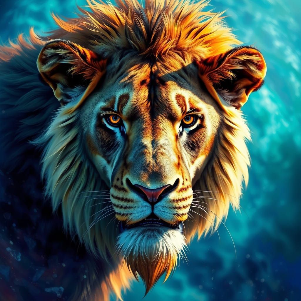 Hyperrealistic Beast in Vibrant Splash Art