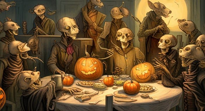 Halloween Rat Skeletons Party: A Macabre Feast