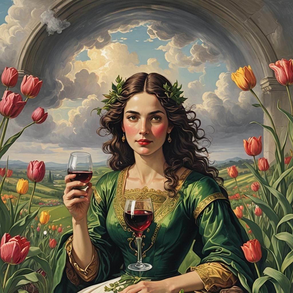 Dew-Kissed Tulip Under Morning Sky