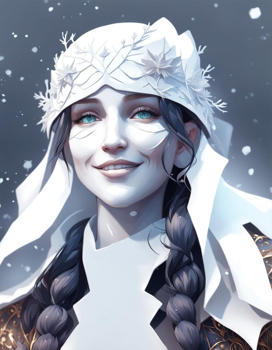 Child Portrait with Winter Theme, Art Nouveau Style