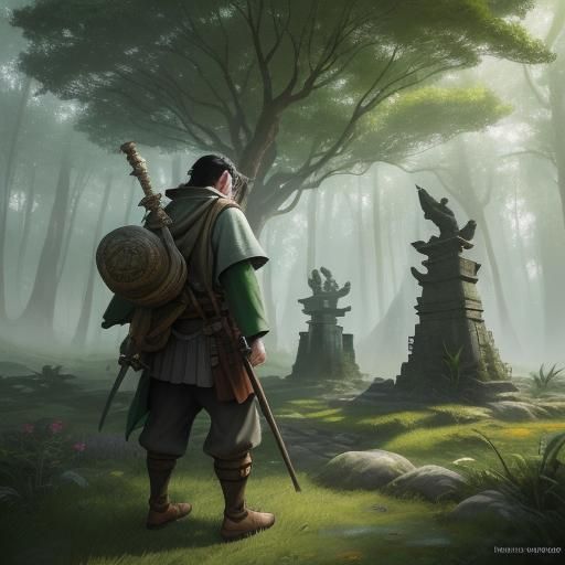 Gnome Artificer in Japanese Fantasy Landscape