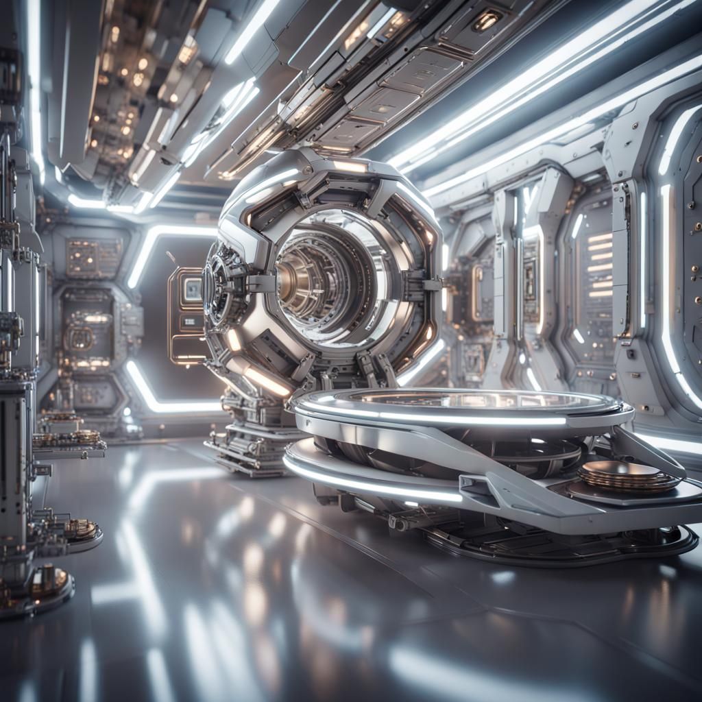 a sleek and sophisticated space station