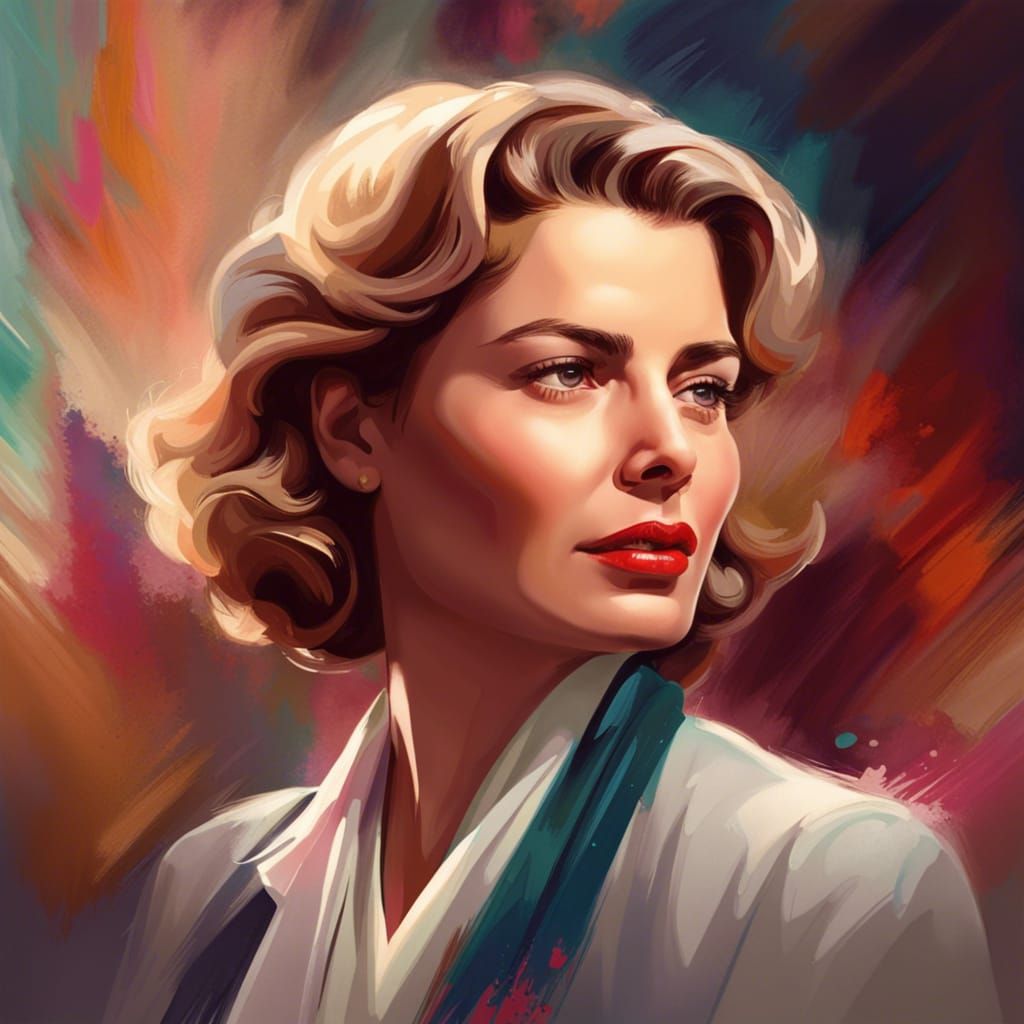 Ingrid Bergman Portrait in Art Nouveau Style