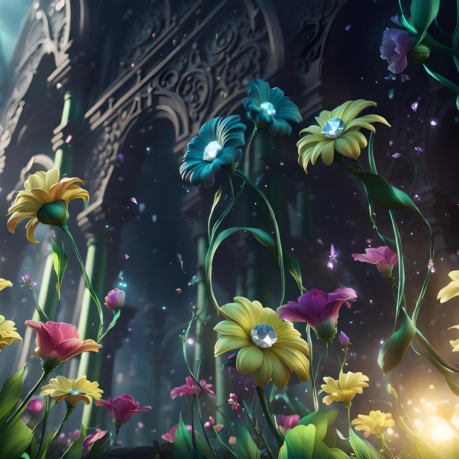 Floral Darkness in Classic Music Setting