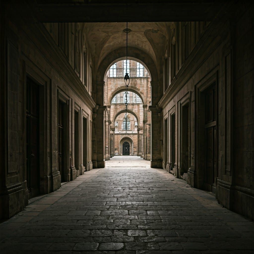 A Futuristic Corridor in Neon Light